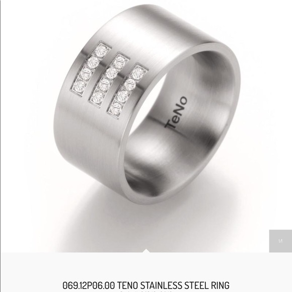 TeNo Stainless & Diamond Ring size 5.75